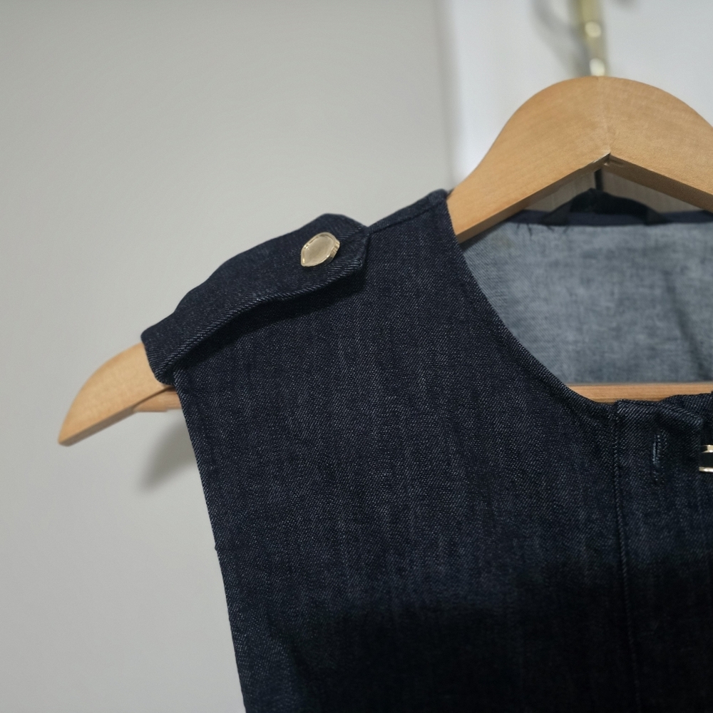 Zara Dark Blue Denim Midi Dress with Gold Accents - Picture 12 of 16
